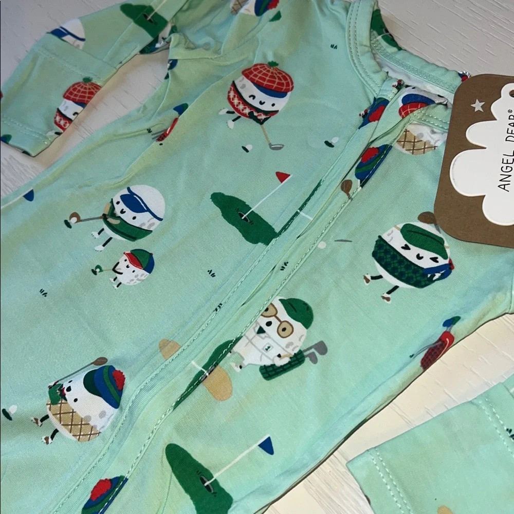 Angel Dear Golf Pros Green Footie Newborn 0-3 3-6 months